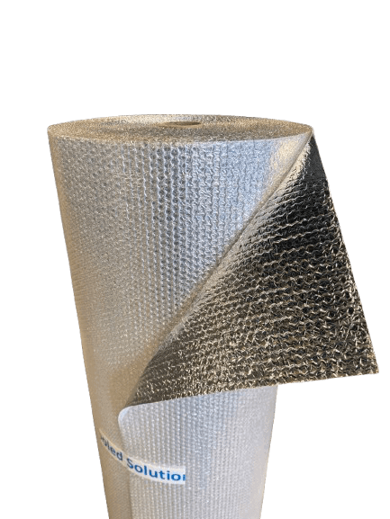 Isolatiefolie op rol 150cm x 50m x 4mm (aluminium + bubbelfolie)